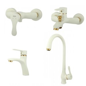 ست شیرآلات بهداشتی نوآوران مدل لوزان سفید طلا