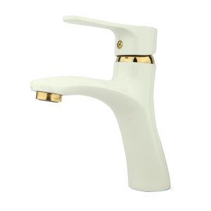 شیر روشویی نوآوران مدل لوزان سفید طلایی